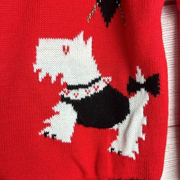 Vintage Kid’s Jet Set Red Sweater with Scottish Terrier Dogs Medium 10-12 - Picture 4 of 11